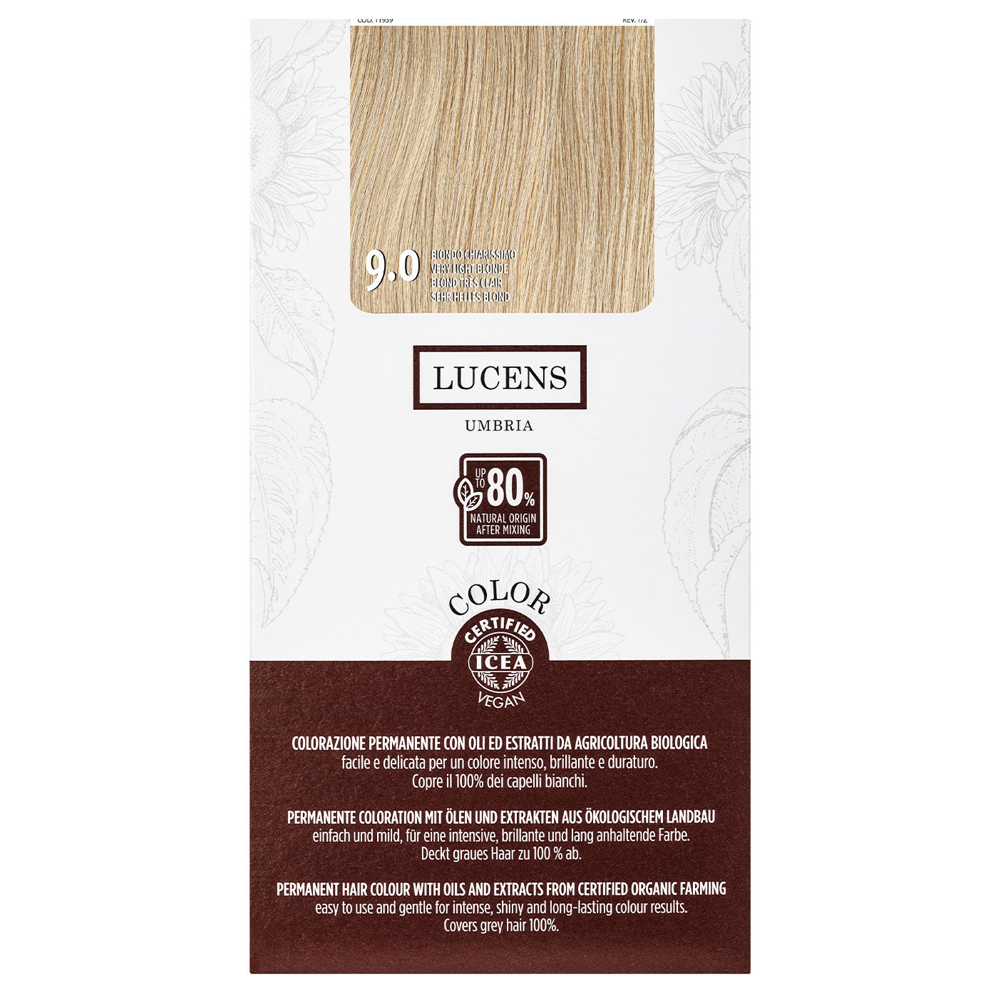 Lucens - Coloración Permanente 9.0 Rubio Muy Claro, Tinte Para El Cabello Con Alto Porcentaje De Ingredientes Naturales_0