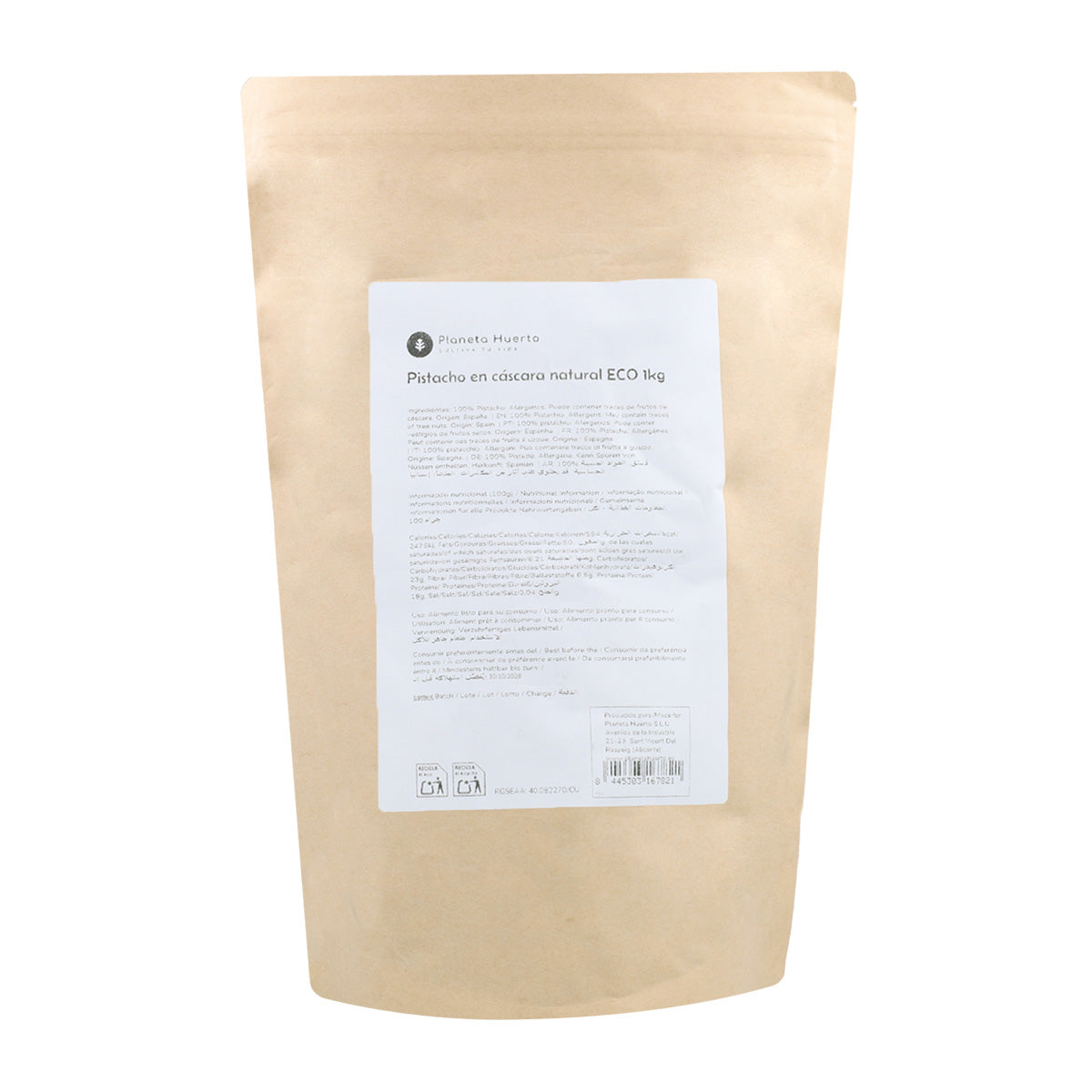 Pistacho en cáscara natural ECO Planeta Huerto 1 kg