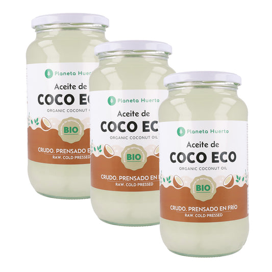 Pack 3x Aceite de coco ECO Planeta Huerto 860 ml