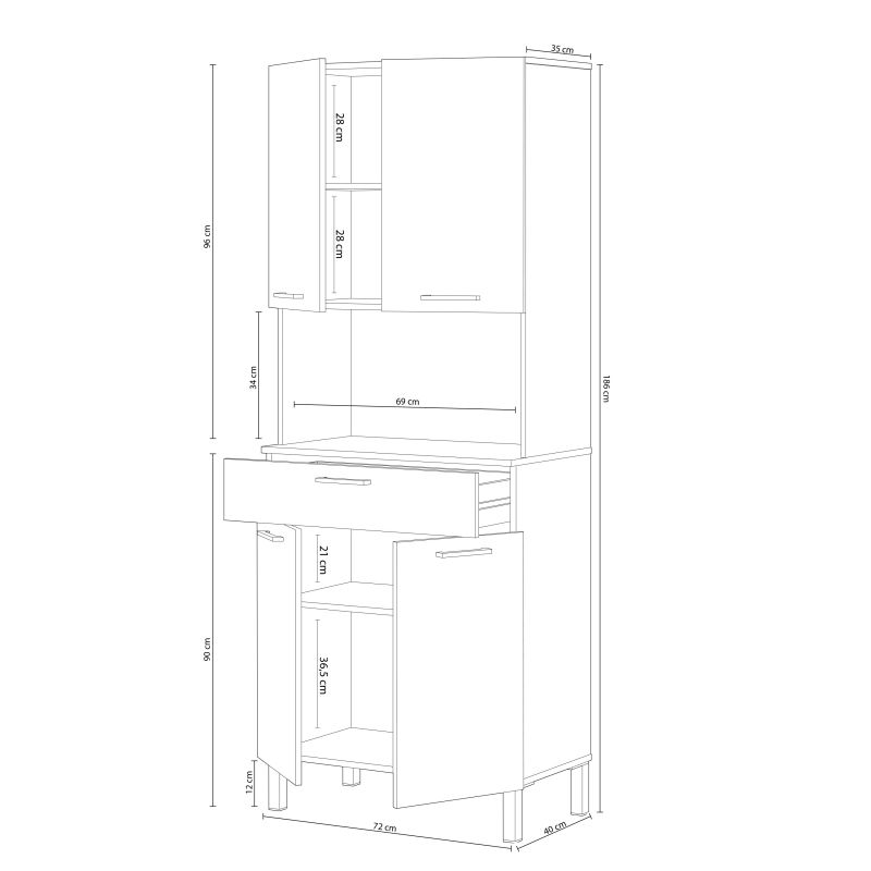 Alacena Cocina Colin 4 Puertas Melamina, Blanco Artik, 72 X 186 X 40_4