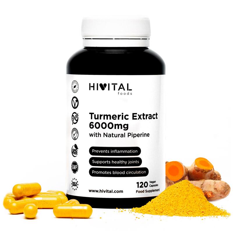 Cúrcuma 6000 mg con Pimienta Negra Hivital 120 cápsulas Veganas