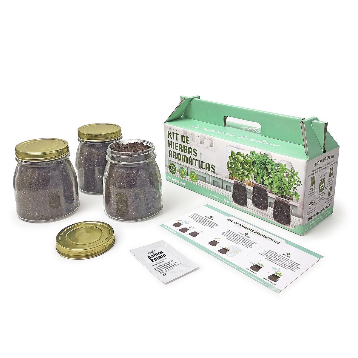 Kit para Plantar TOP Aromáticas en tu Cocina: Albahaca, Perejil y Menta, Garden Pocket
