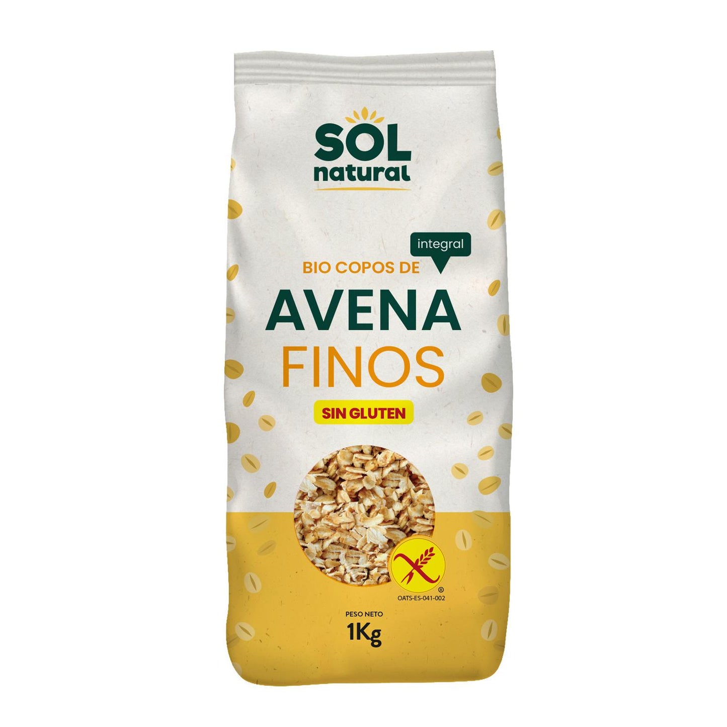 Copos de avena integrales sin gluten finos bio Sol Natural 500 g