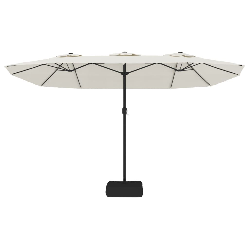 Vidaxl Sombrilla Doble De Jardín Con Luces Led Blanco Arena 449x265 Cm_4