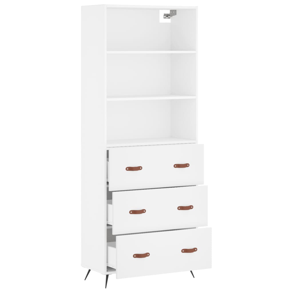 Aparador Alto Madera Contrachapada Blanco 69,5x34x180 Cm_3