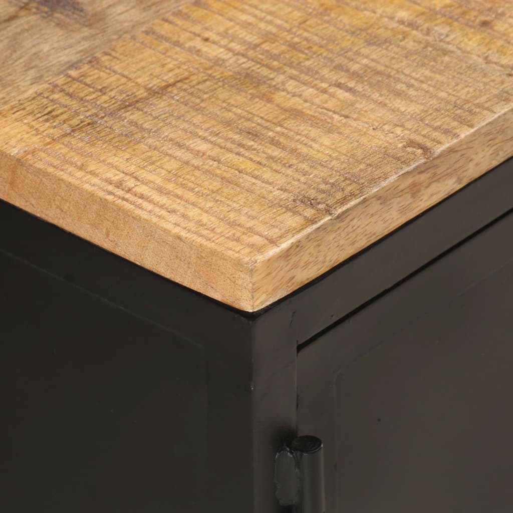 Mesa De Centro De Madera Maciza De Mango Rugosa 90x50x37 Cm_4