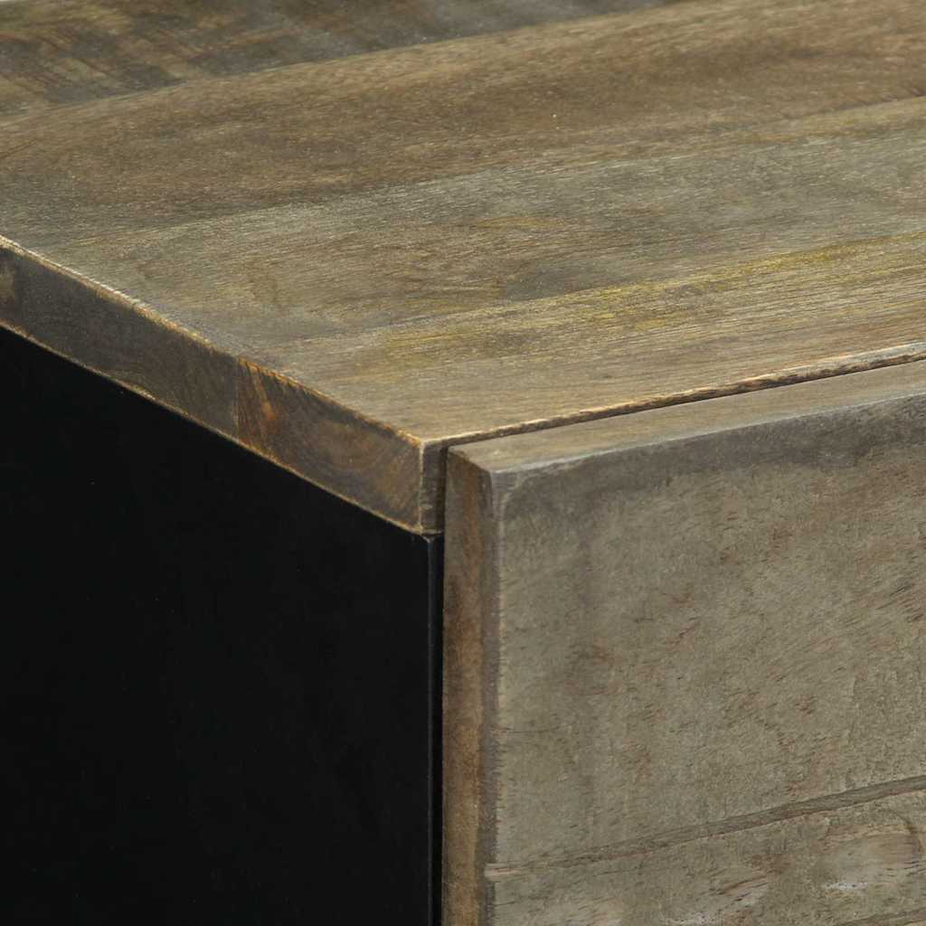 Mesita De Noche Madera Maciza De Mango Gris Claro 50x33x60 Cm_4