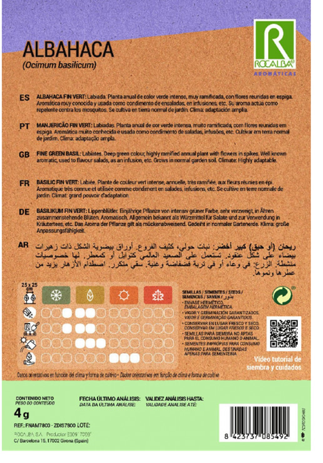 Semillas Albahaca Hoja Ancha 4g