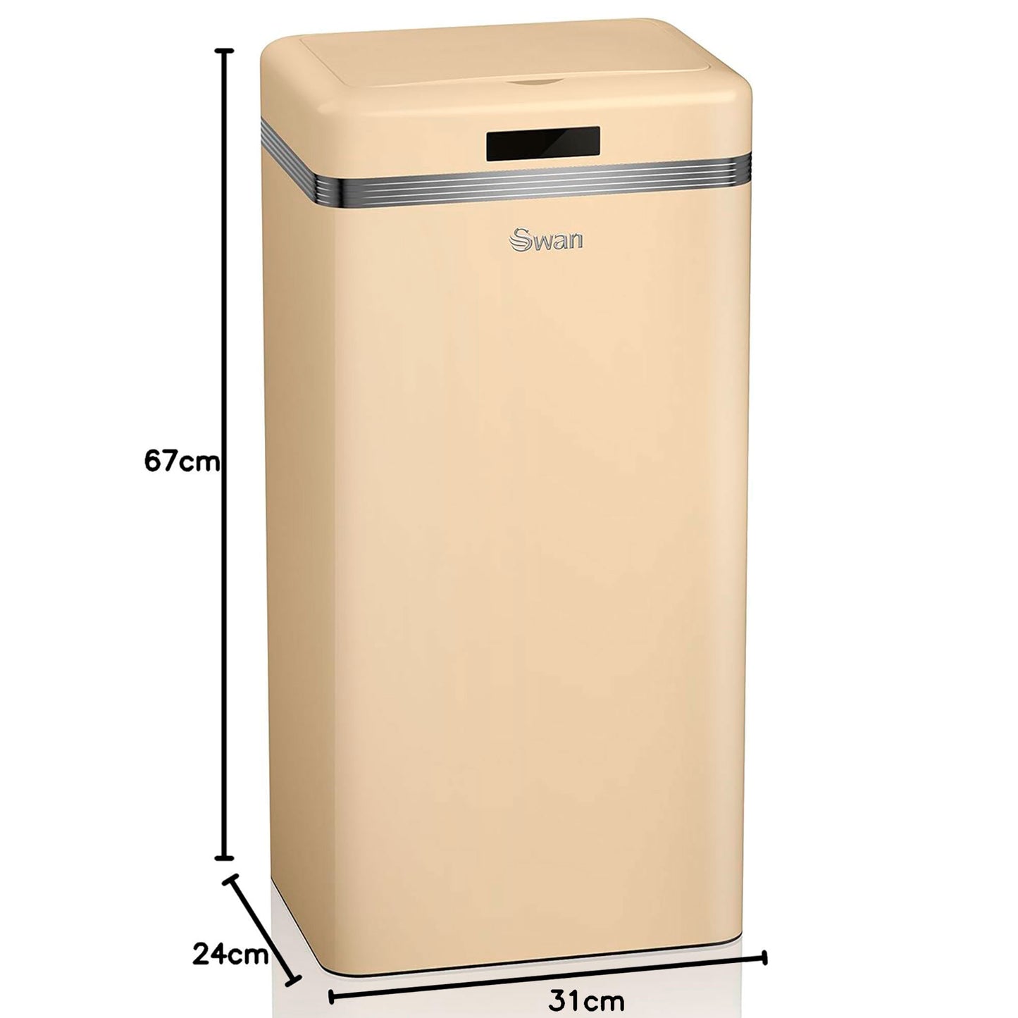 Cubo De Basura Cocina Automático, Sensor De Movimiento, 45l, Metálico, Papelera Reciclaje, Swan, Swka4500cneu, Crema