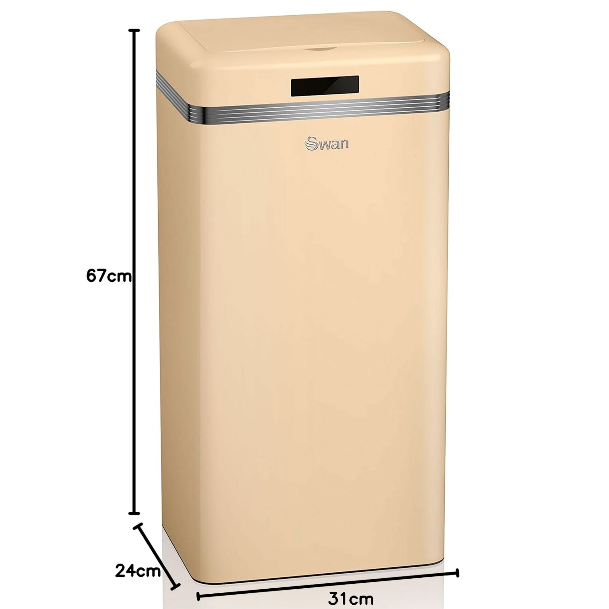 Cubo De Basura Cocina Automático, Sensor De Movimiento, 45l, Metálico, Papelera Reciclaje, Swan, Swka4500cneu, Crema