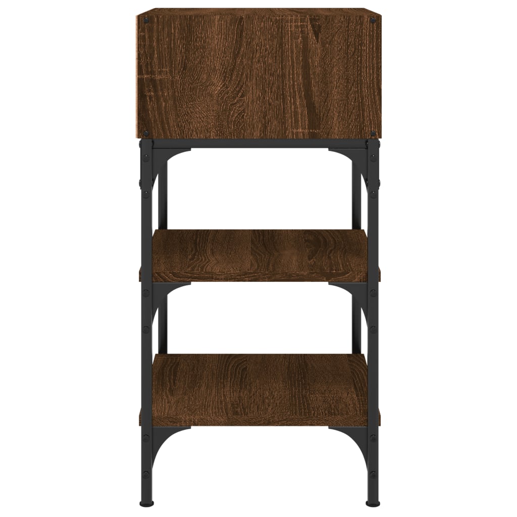 Mesita Noche 2 Uds Madera Ingeniería Marrón Roble 35x34,5x70 Cm_4