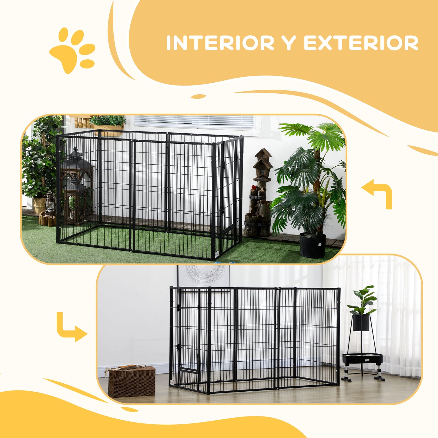 Pawhut Parque Para Perros De 6 Paneles Ancho Ajustable 82,5-150x79x101 Cm Negro_5