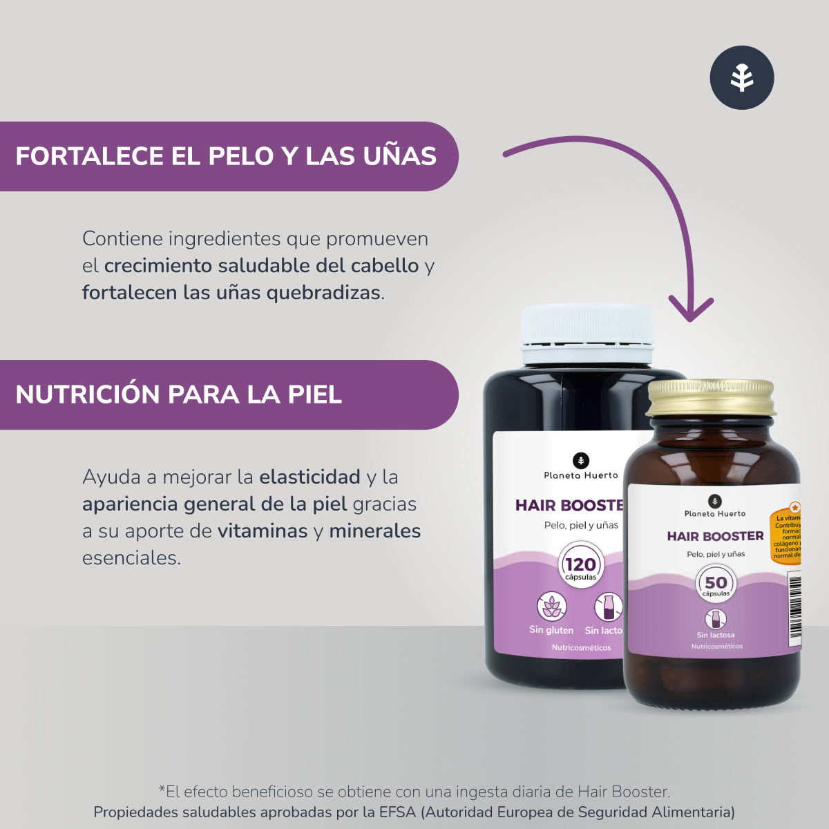 Pack 3xHair Booster pelo, piel y uñas Planeta Huerto 120 cápsulas