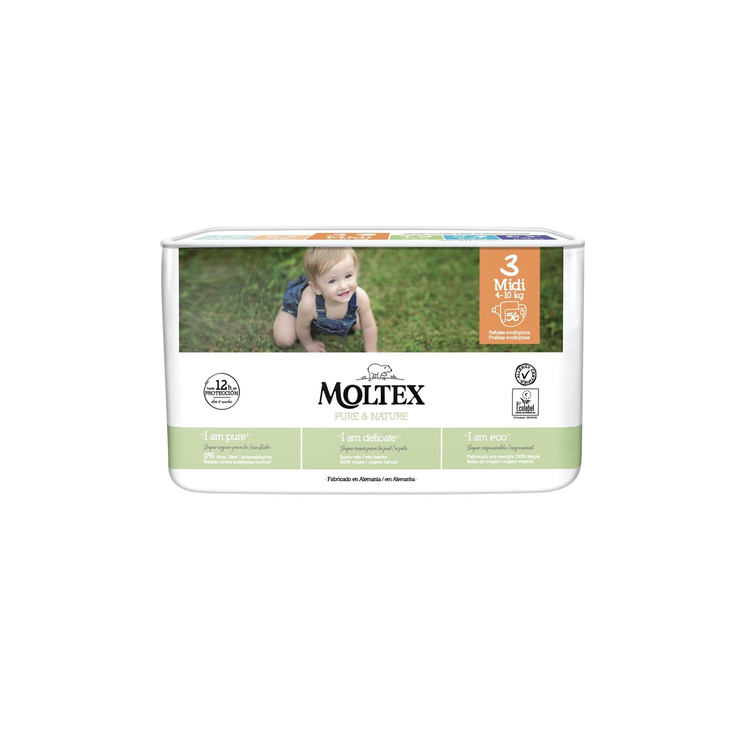 Pañales T3 (4-10 kg)  Moltex Pure & Nature, 56 Uds