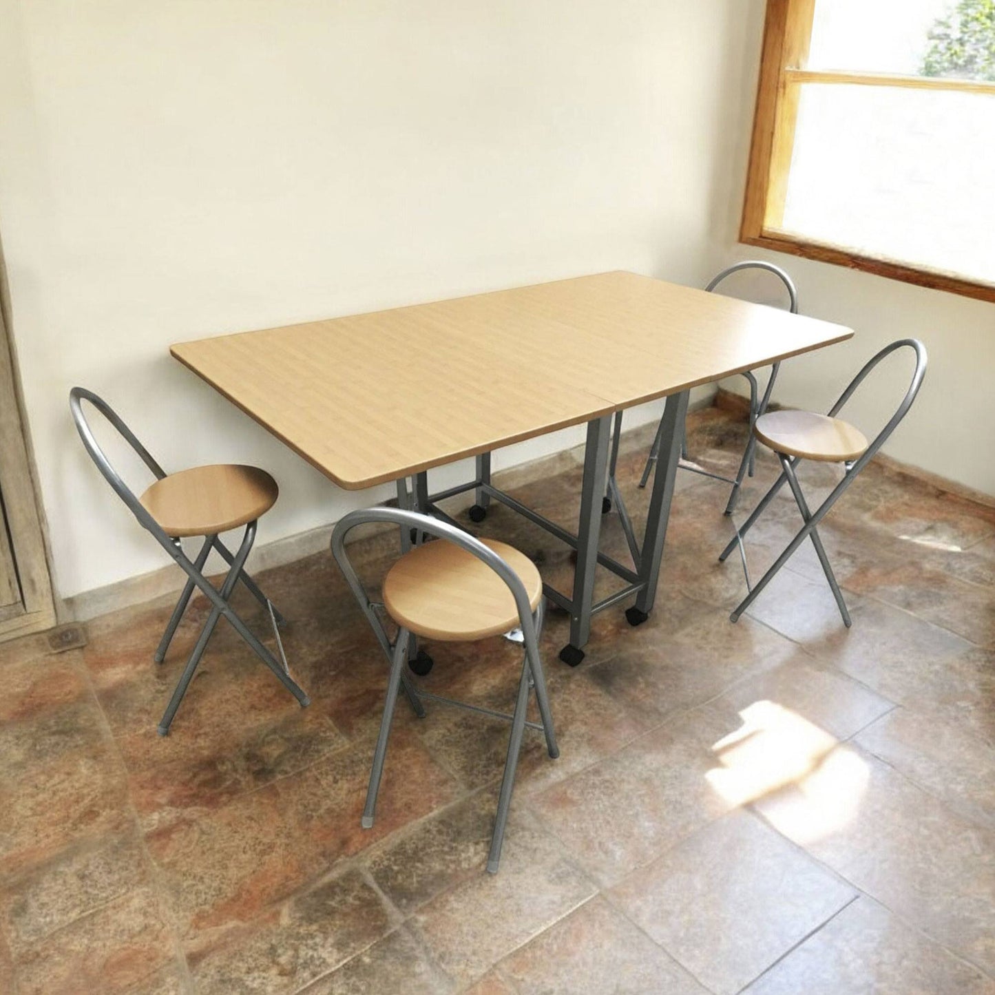 Well Home - Conjunto Mesa Y 4 Taburetes 'libro' En Madera_3