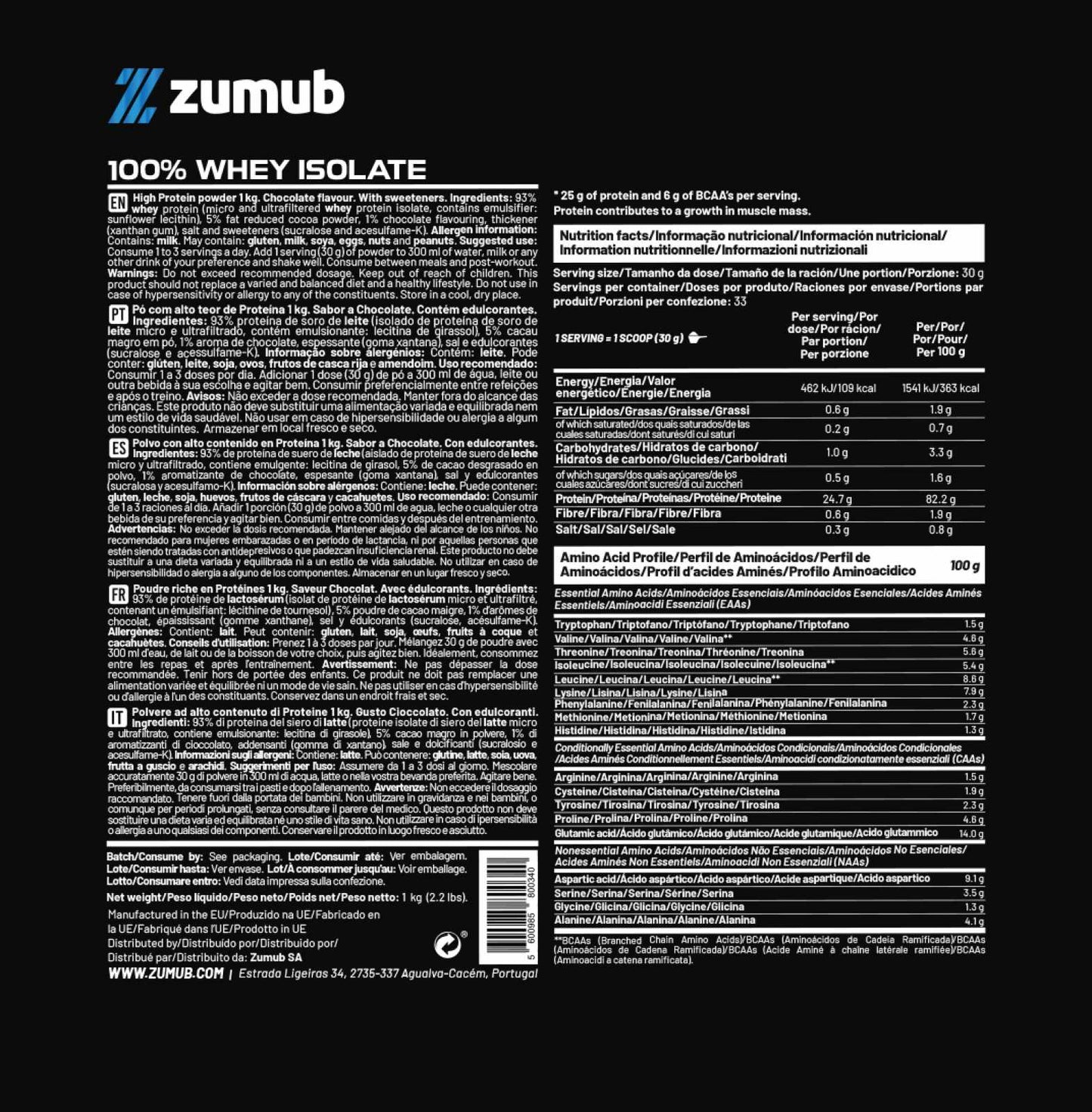 Zumub 100% Whey Isolate 1 Kg - Chocolate_1