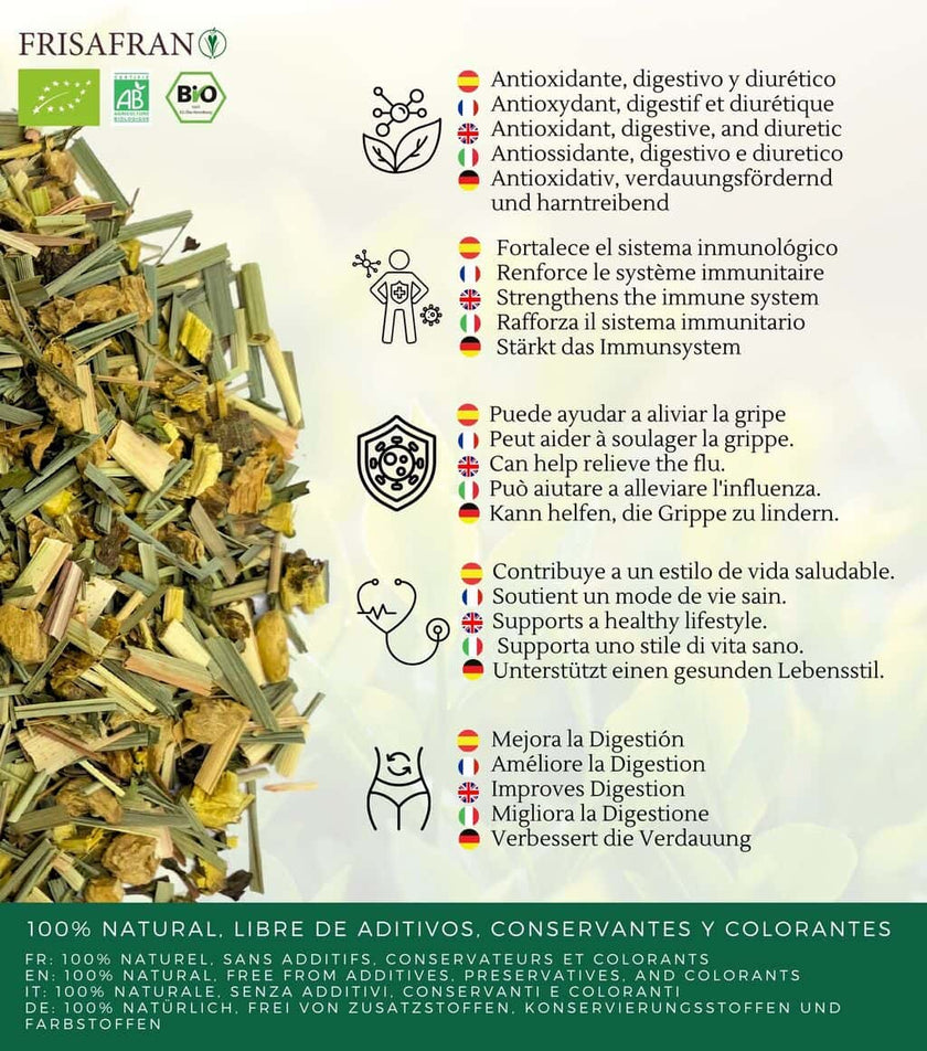 Infusión De Jengibre-limón Ecológica |granel | Calidad | Frisafran