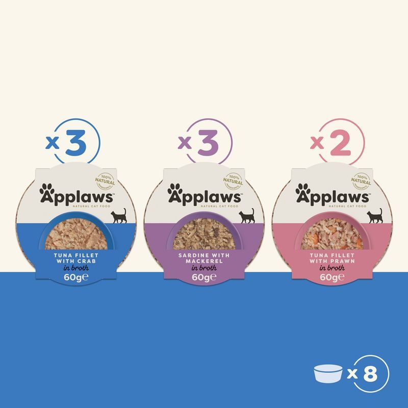 Applaws Cat Tarrina Multipack selección Pescado para gatos 8x60 g
