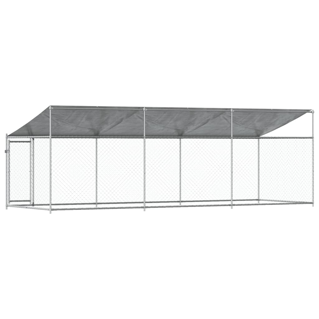 Jaula De Perros Techo Y Puerta Acero Galvanizado Gris 6x2x2 M_5