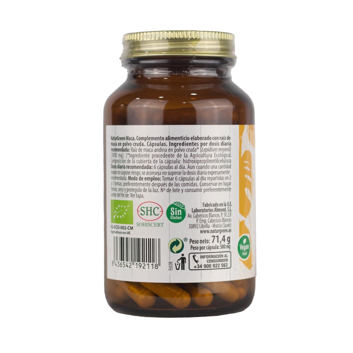 Maca cápsulas Bio EXPERIENCE Naturgreen 120 cápsulas