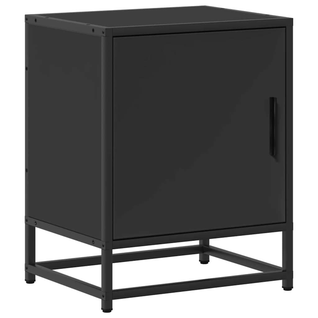 Mesitas De Noche 2uds Madera Ingeniería Negro 40x31x50 Cm Metal_4