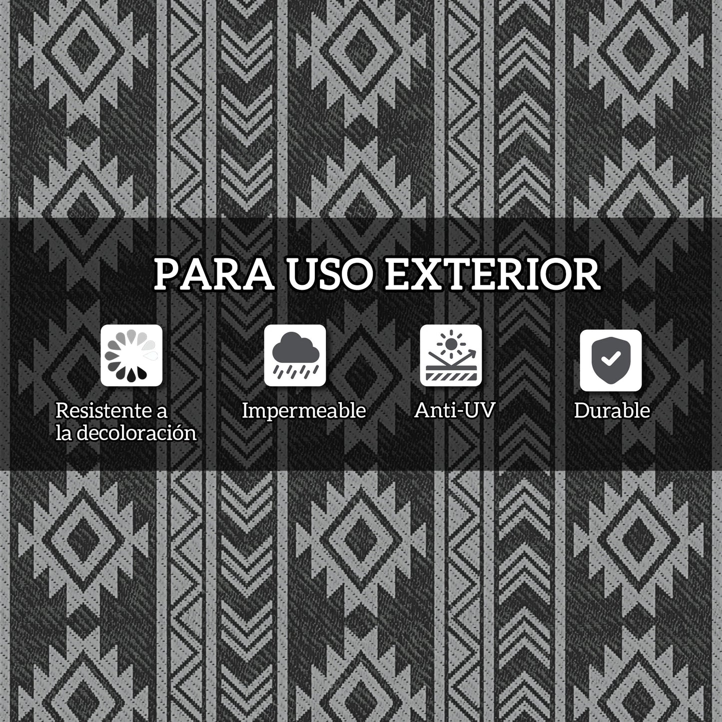 Outsunny Alfombra De Exterior 182x274 Cm Impermeable Anti-uv Negro Y Gris_5