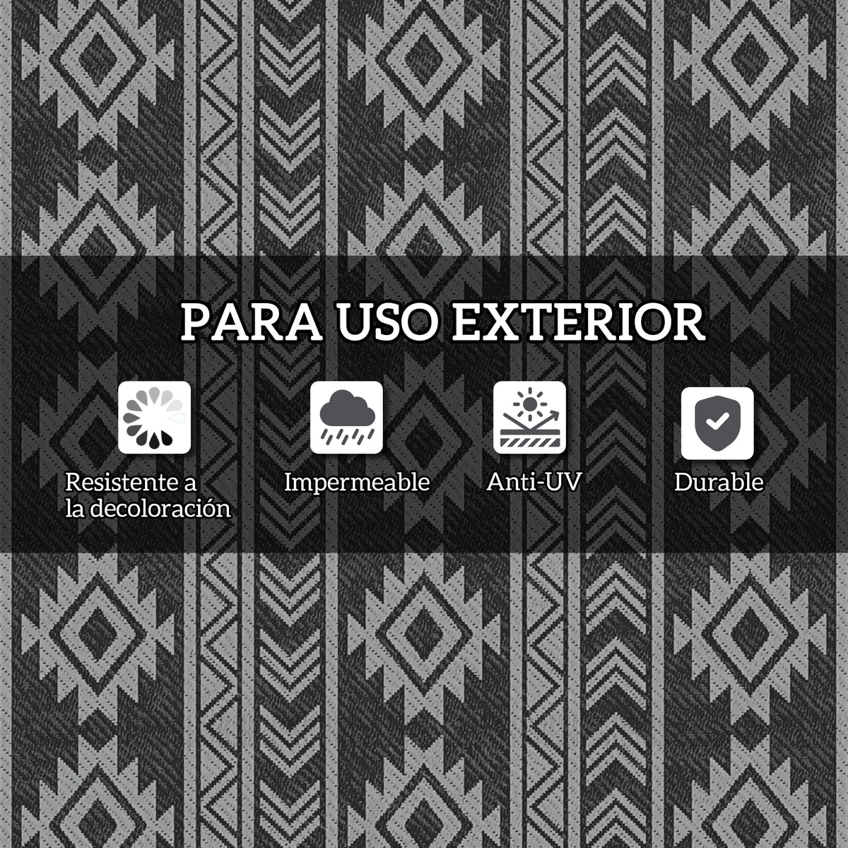 Outsunny Alfombra De Exterior 182x274 Cm Impermeable Anti-uv Negro Y Gris_5