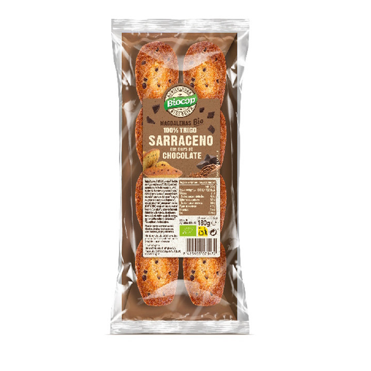 Magdalenas de Trigo Sarraceno con Chips de Chocolate Biocop 180g