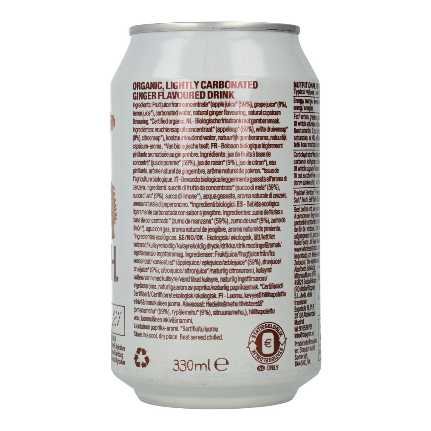 Refresco Bio Jengibre Whole Earth 330ml