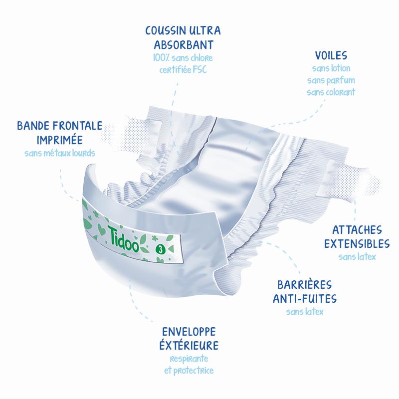 Pañales T3 Midi (4/9 kg) Tidoo 56 uds