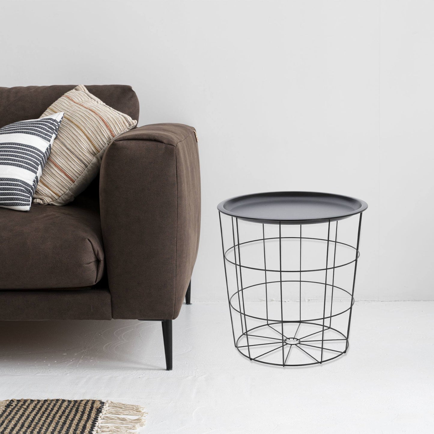 Well Home Mesa Auxiliar En Metal Color Negro Ø40x40cm