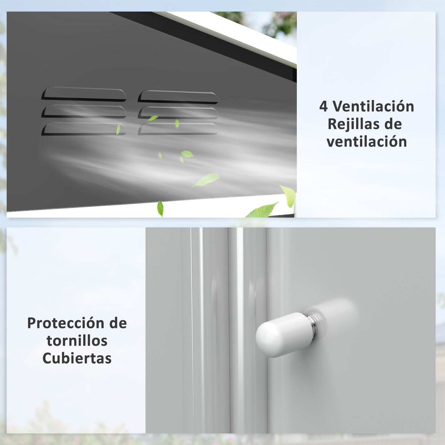 Outsunny Caseta De Jardín Exterior 3,6 M² 236x171x191 Cm Puerta Corredera Gris_5