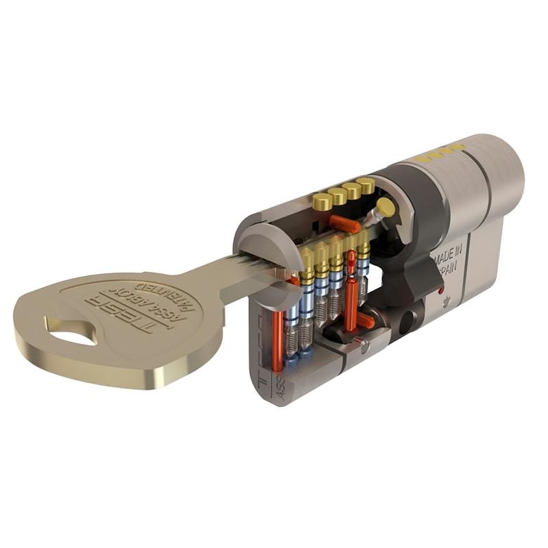 Cilindro Tesa Seguridad T70 30x40 Latonado Leva Larga_0
