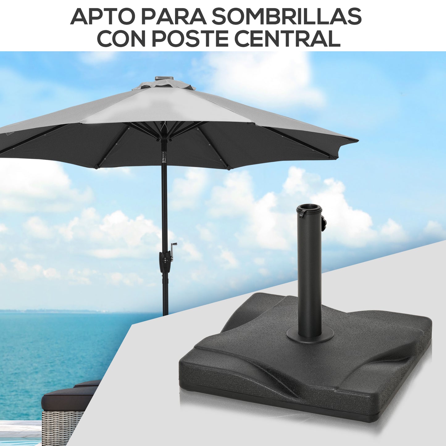 Outsunny Base Para Sombrilla De Terraza Para Diámetros De Ø32 Mm Ø38 Mm Ø4 8mm_5