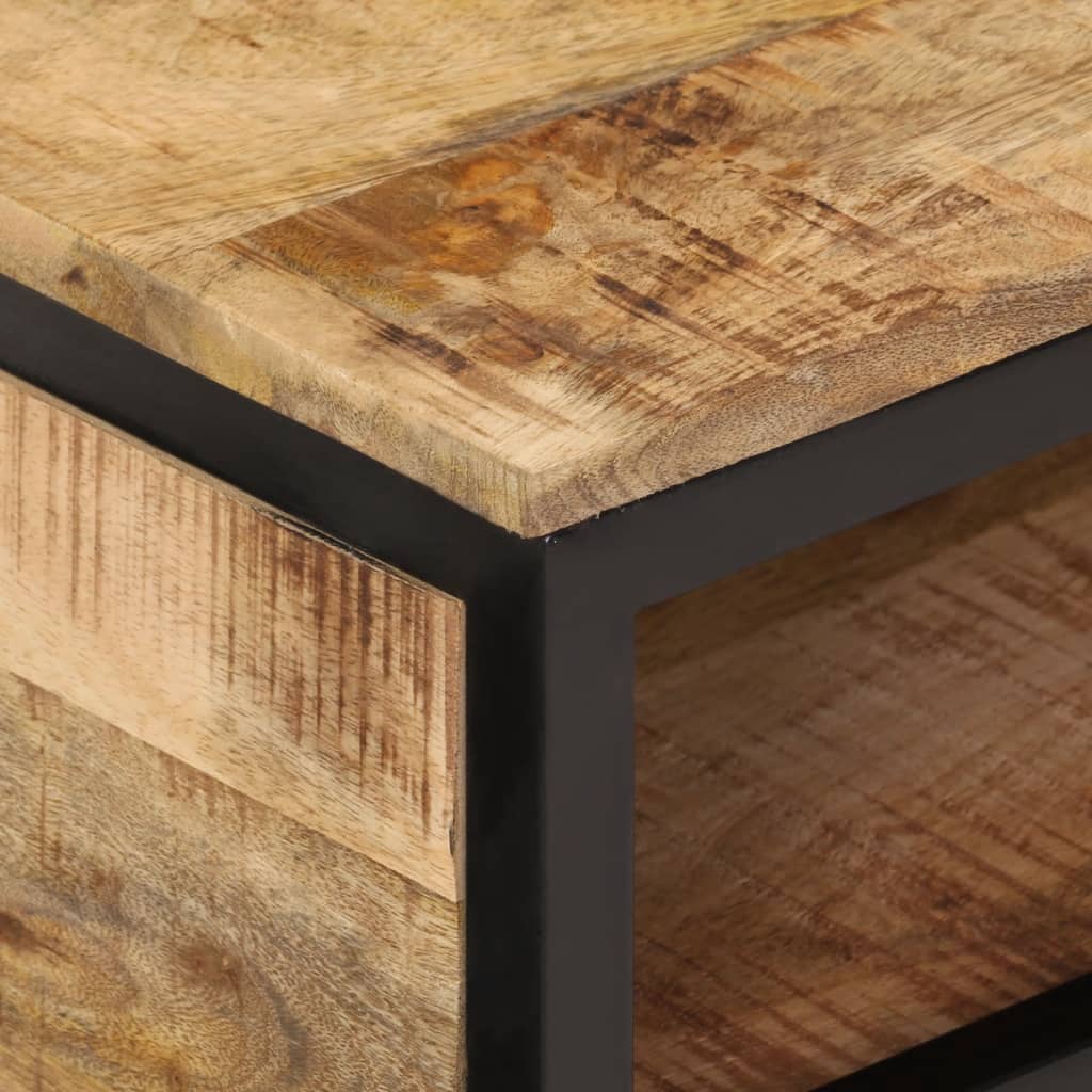 Mesa De Centro De Madera Maciza De Mango Rugosa 90x50x30 Cm_4