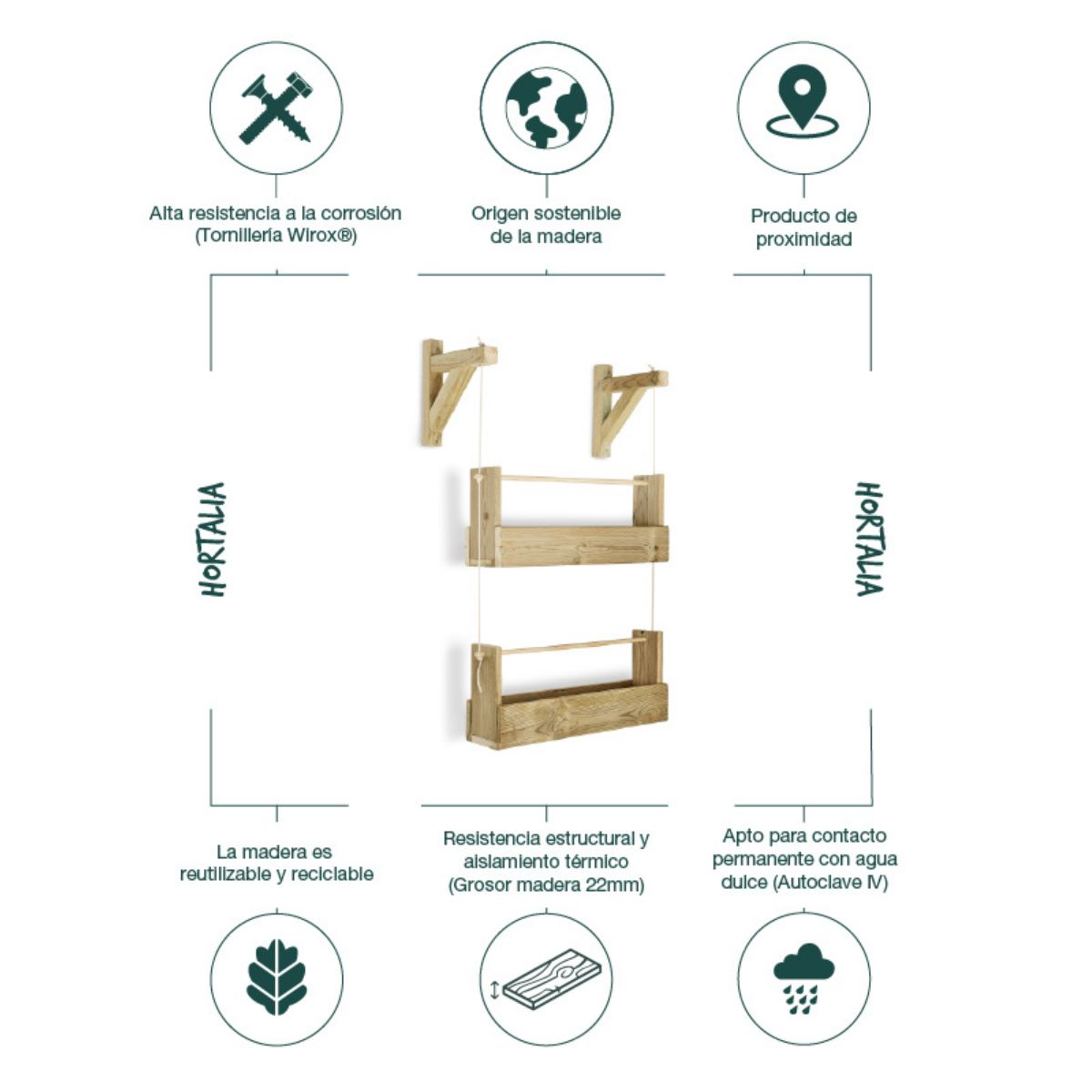 Jardinera vertical Big Woody 2 Bandejas Hortalia