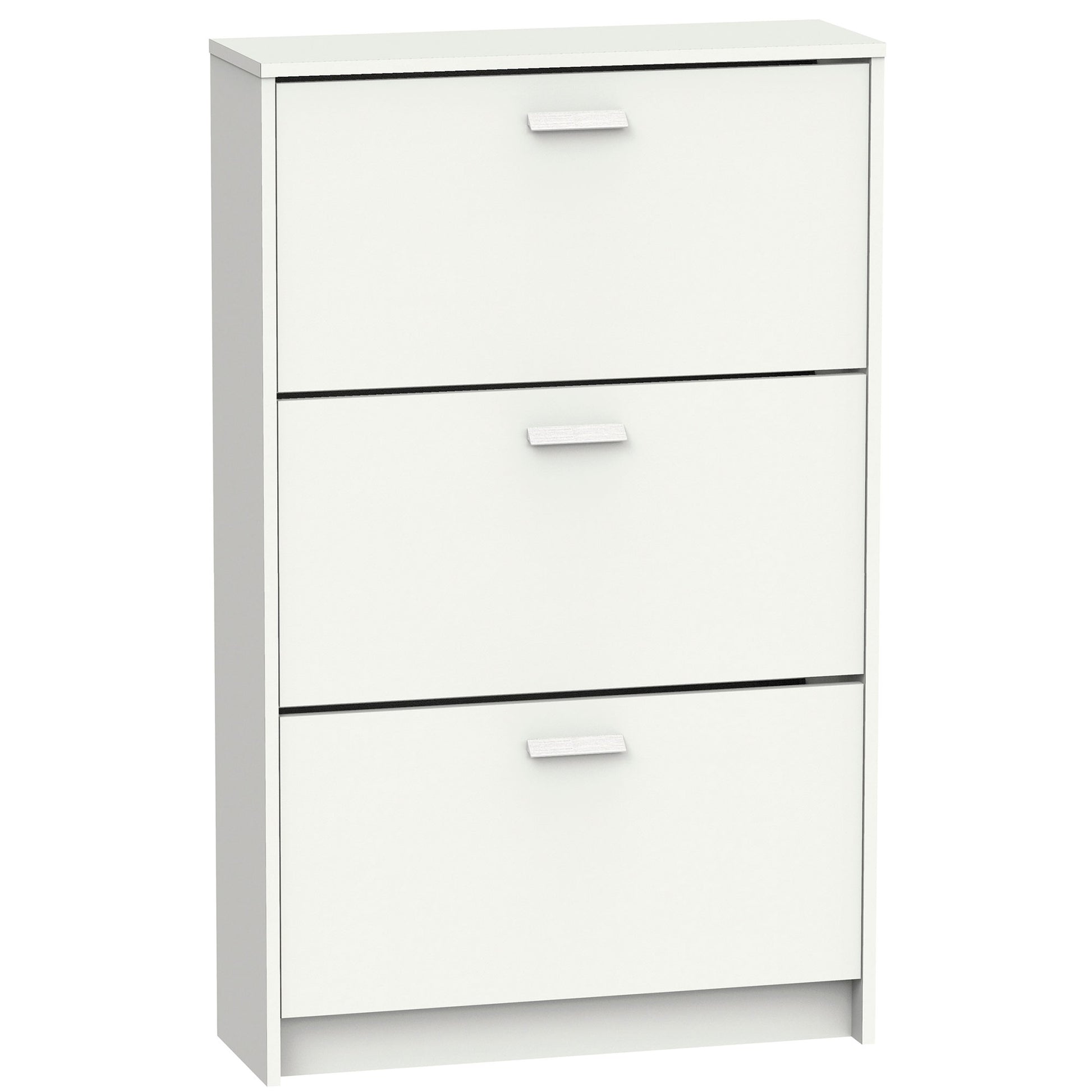 Zapatero Entrada Recibidor, Mueble Auxiliar Estrecho Zapatos, 3 Puertas, Madera 119,5x74x25 Cm, Briebe, Nova, Blanco