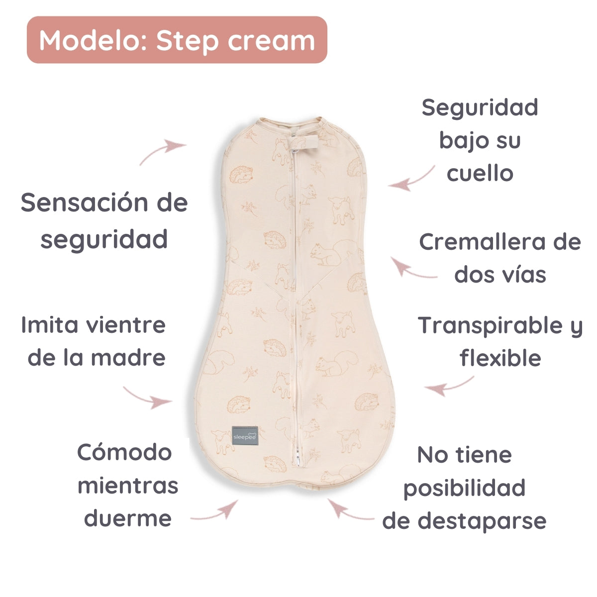 Saco De Dormir Bebé Envolvente First Step Cream