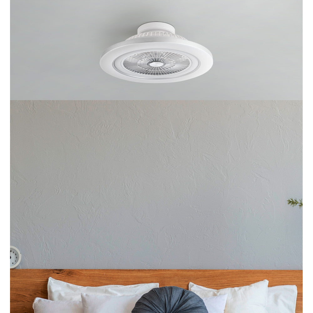 Ventilador 72w Dc Mato Blanco 5 Aspas Transp. 22x58x58cm 6vel. 3 Colores C/remoto, Mem., Timer, Reg. Intensidad 6120lm_3