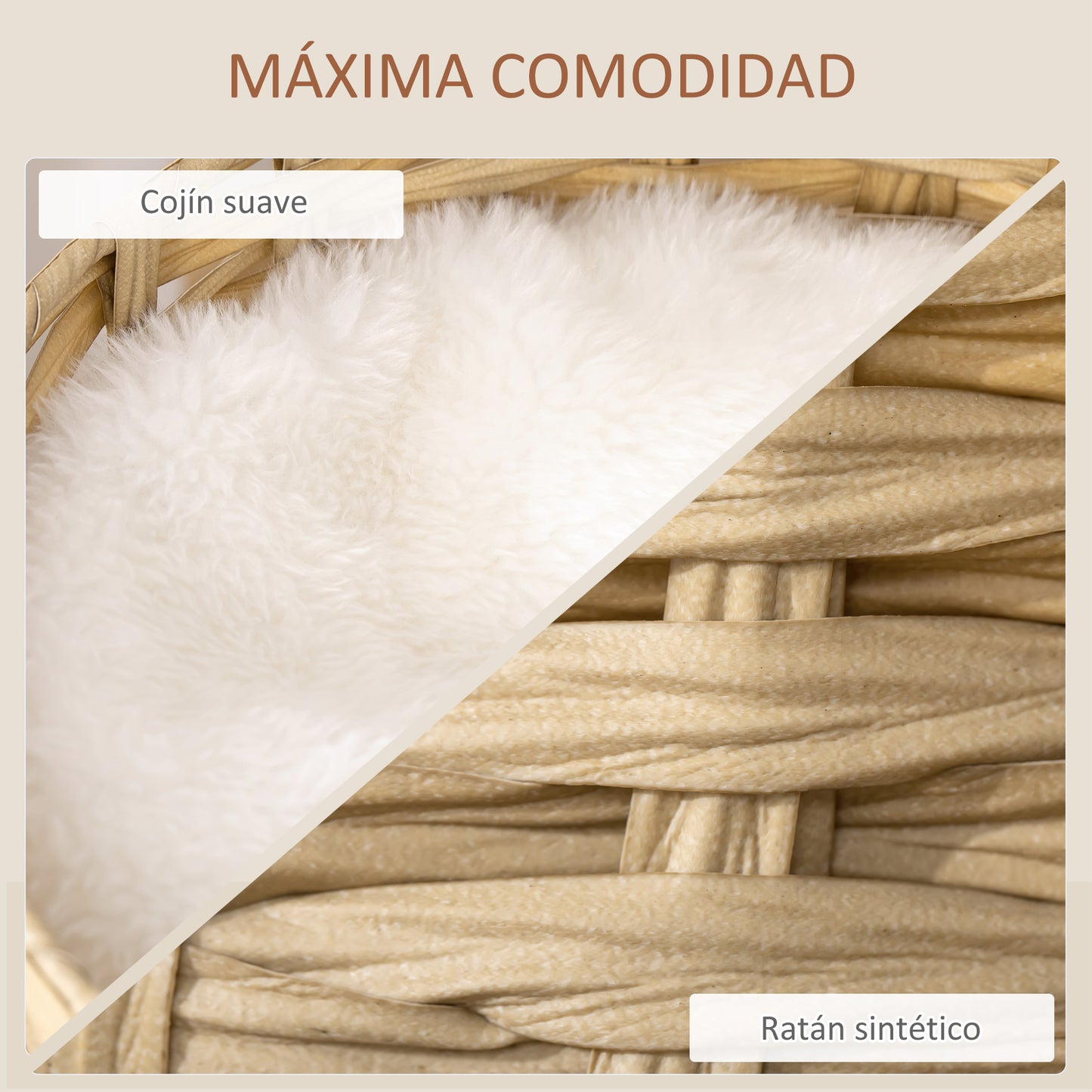 Pawhut Árbol Rascador Gatos De Ratán Con Cueva 2 Camas Postes De Sisal Y Cojines_5