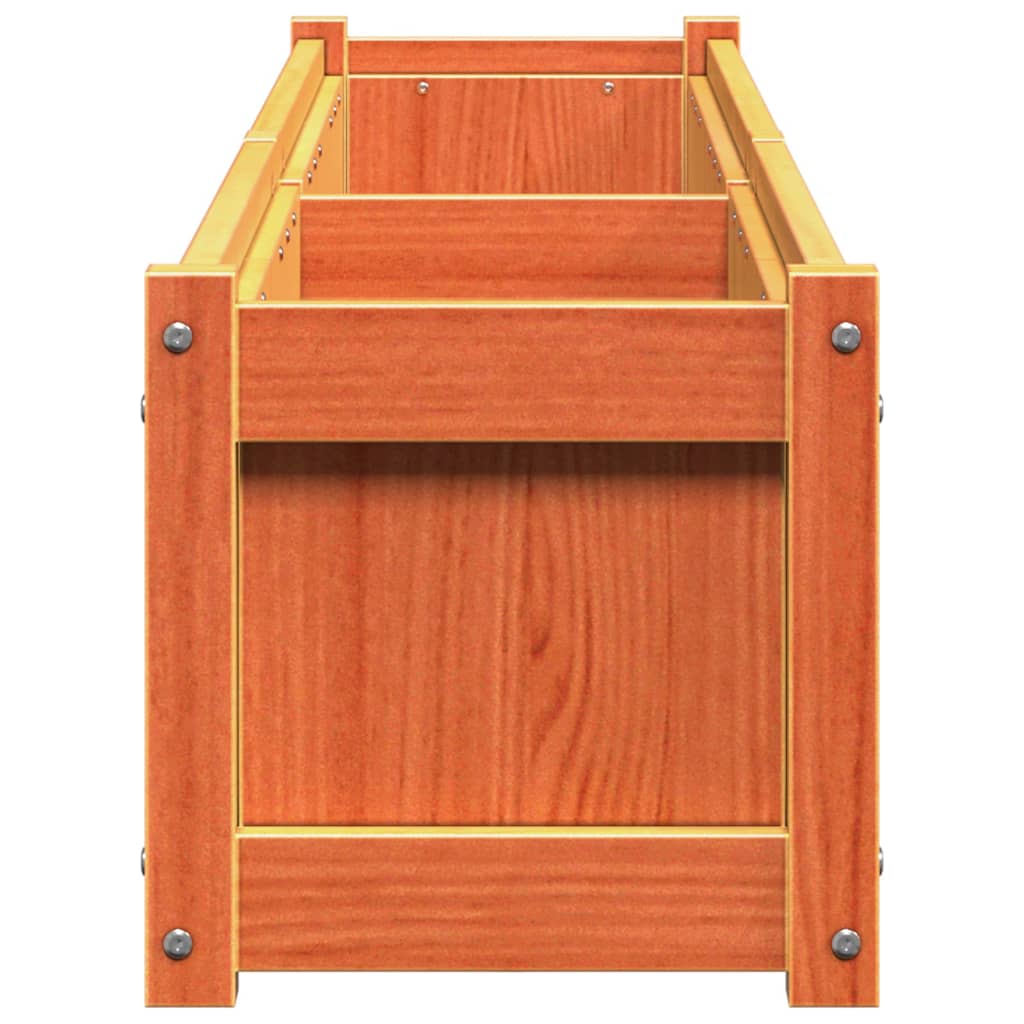 Jardinera Exterior Madera Maciza Pino Marrón Cera 180x31x31 Cm_5