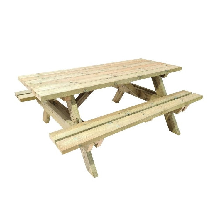 Mesa De Picnic Masgames Munich L 180 Cm Largo Madera Sin Pintar Mesa Sin Respaldo.