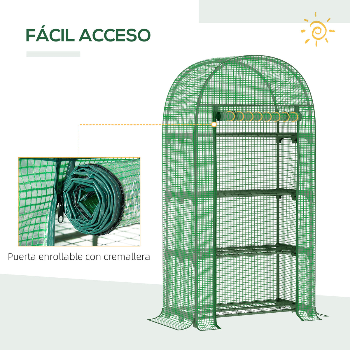 Invernadero De Jardín Outsunny Metal, Pe Verde 80x49x160 Cm_5