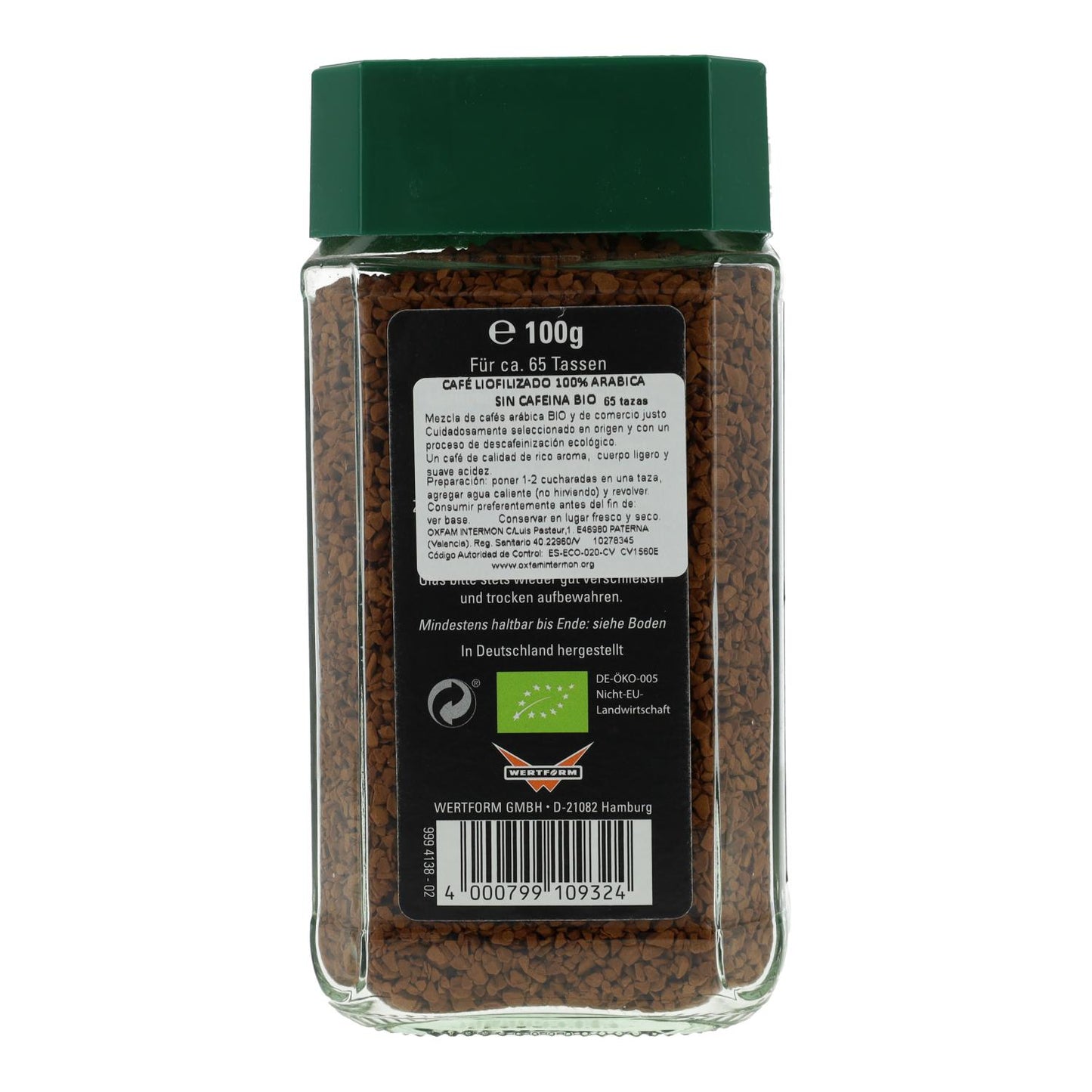 Café Comercio Justo Liofilizado Descafeinado Arábica BIO Mount Hagen 100g