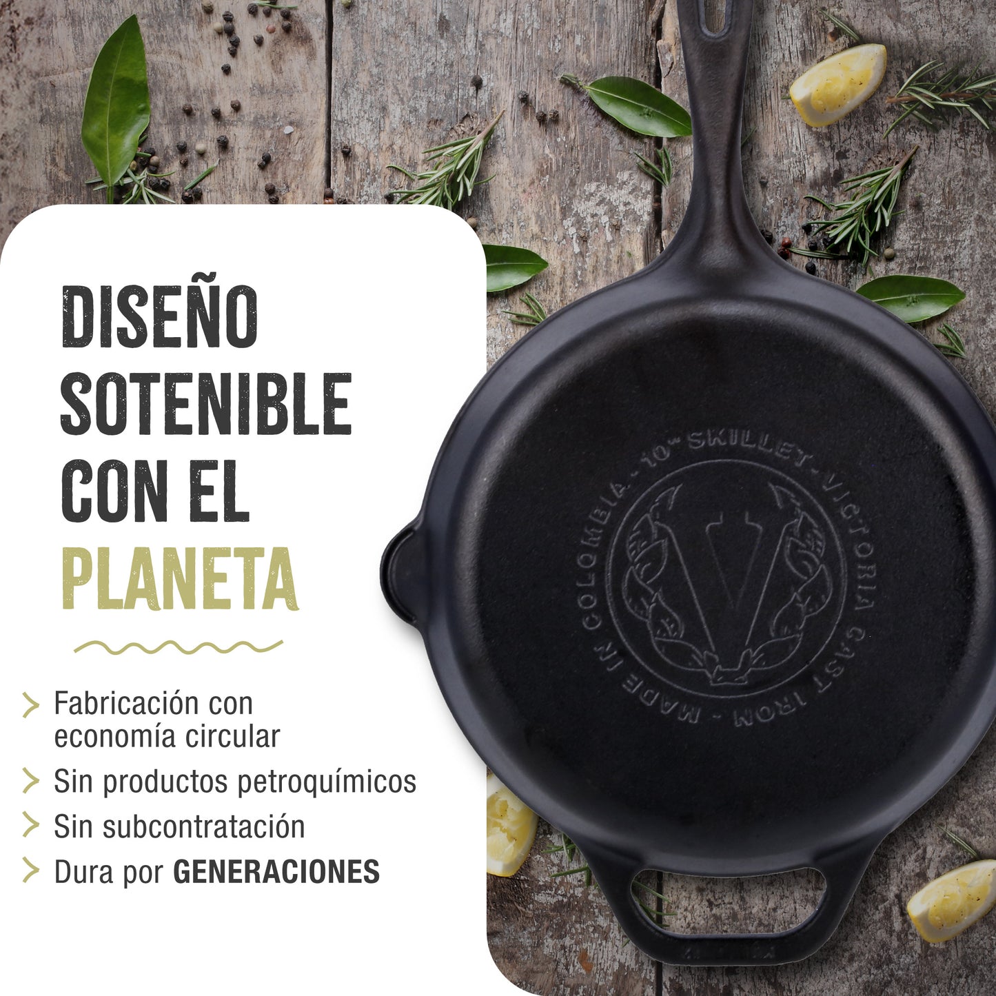 Victoria Sartén Hierro Fundido Curado Inducción 25cm, Apta Fuego, Barbacoa, Horno Cast Iron Skillet, 32432, Negro_5