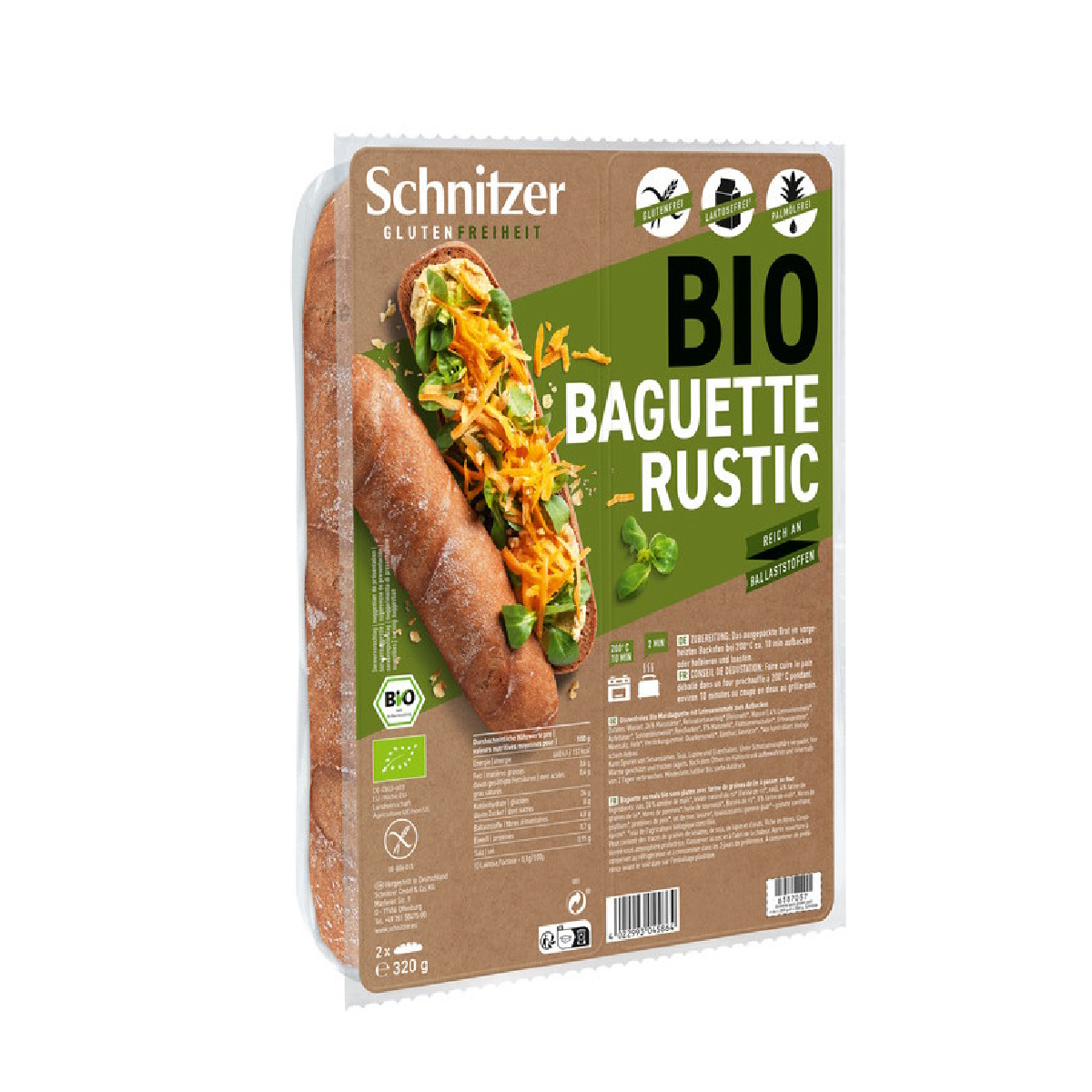 Pan baguette rústico Ecológico Sin gluten Schnitzer 320 g