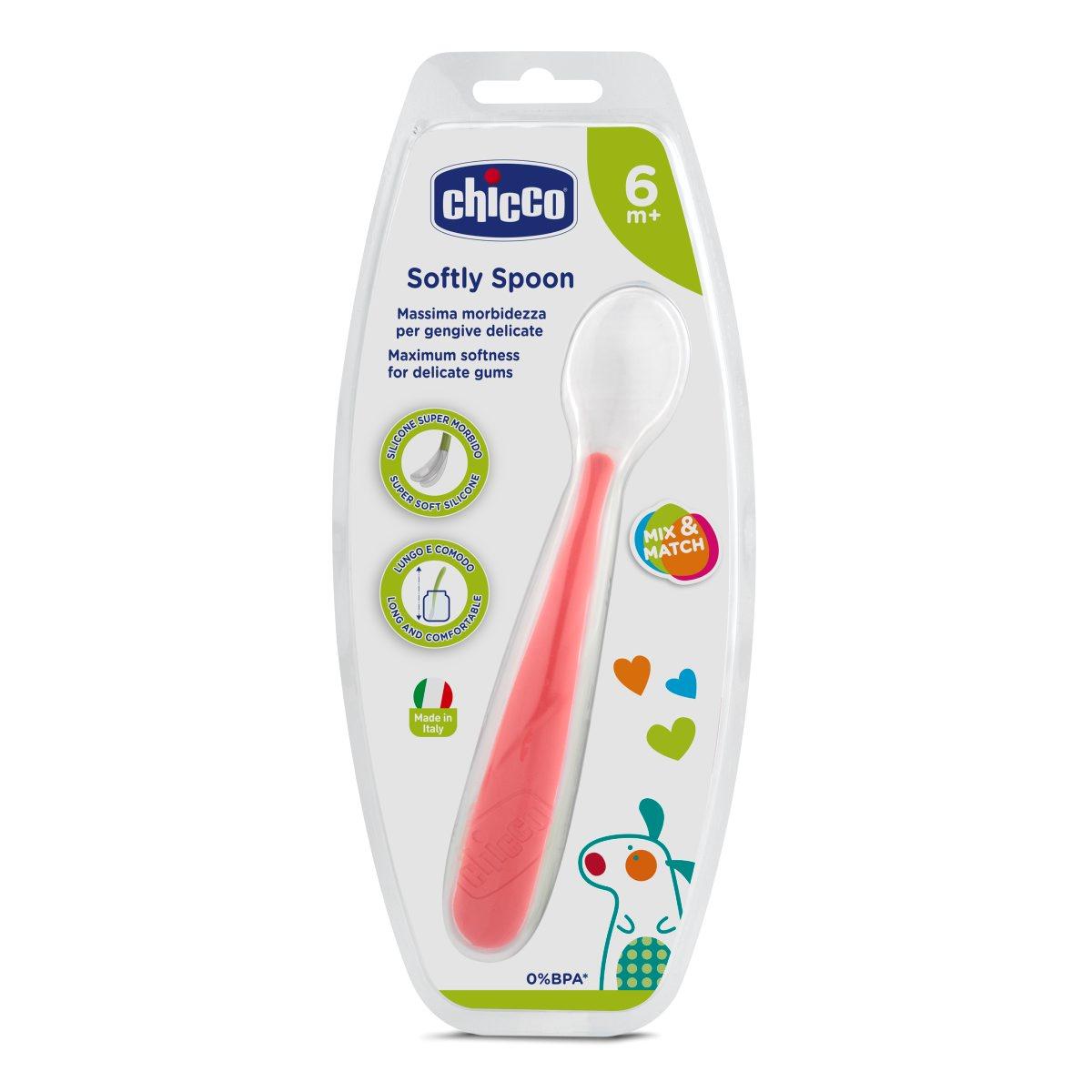 Cuchara silicona roja 6m+ 1ud Chicco