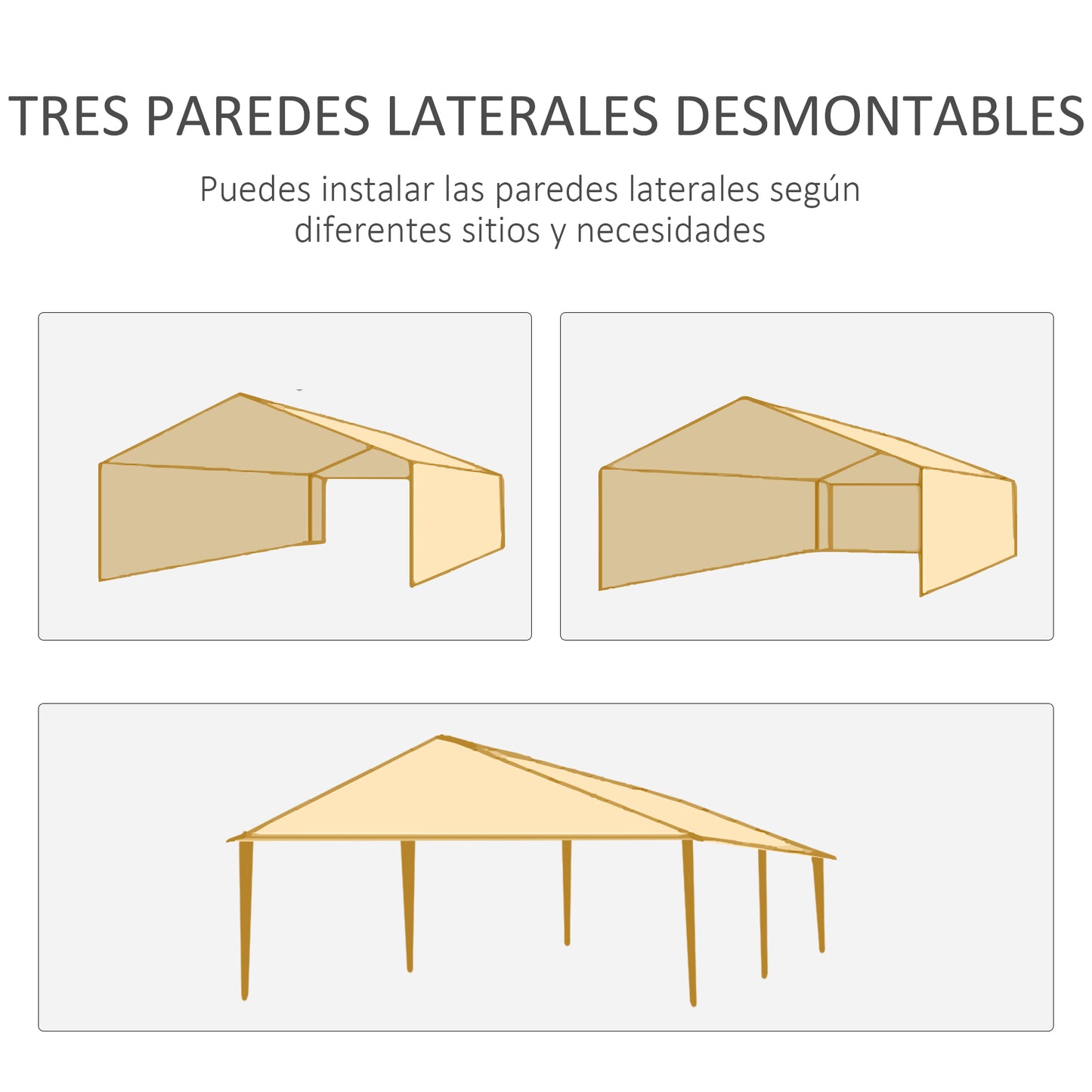 Outsunny Carpa De Jardín 6x3m Con 4 Paredes Laterales 2 Ventanas Visibles Gris_5
