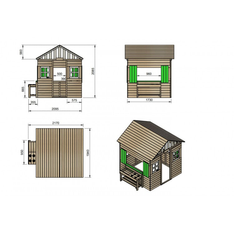 Casita De Madera Masgames Lollipop Xxl Horeca + Cocinita Rosa.