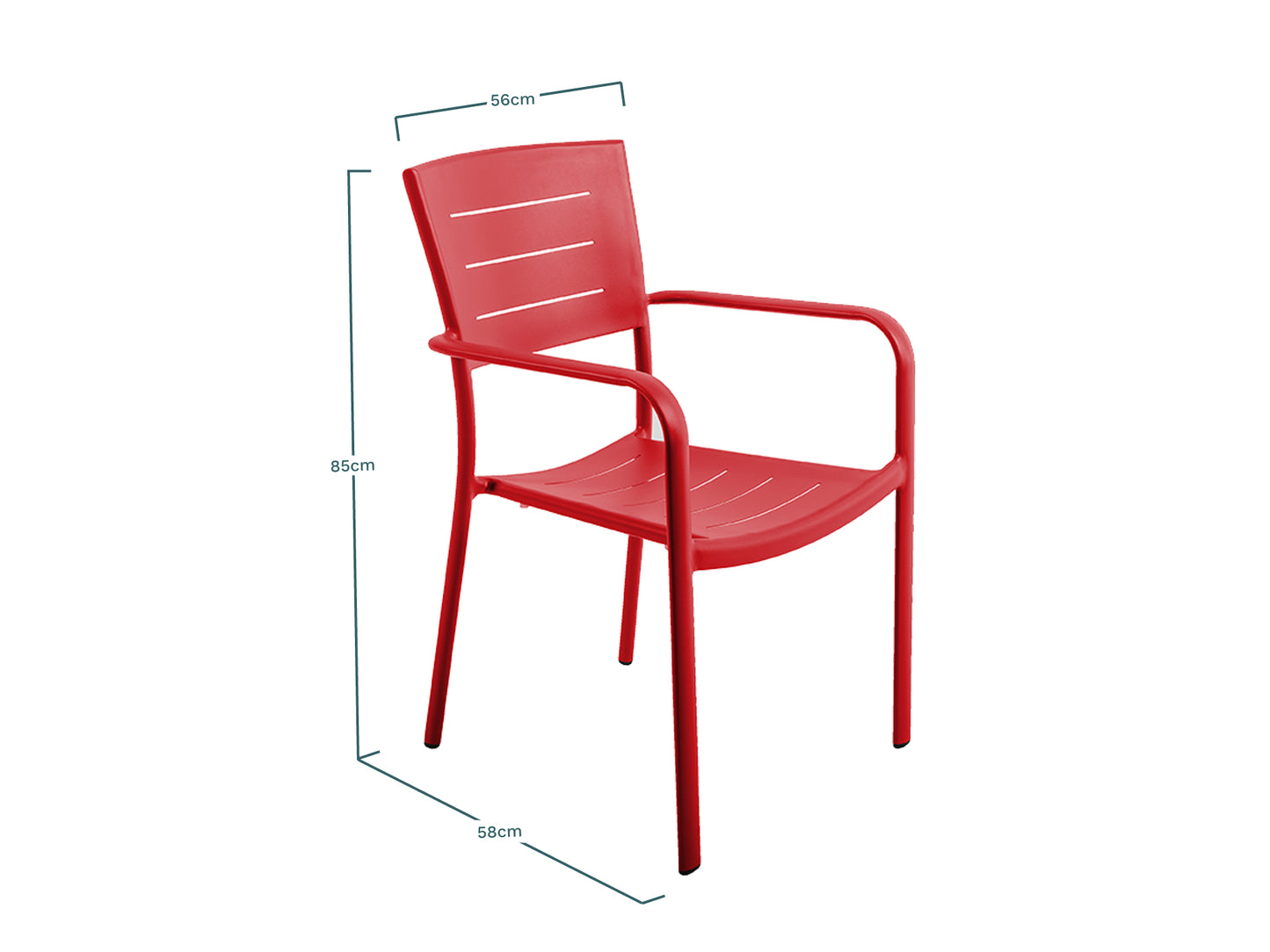 Lote De 4 Sillas De Jardín Apilables Inari Rojas - Muebles De Jardín - 56x58xh85cm_5